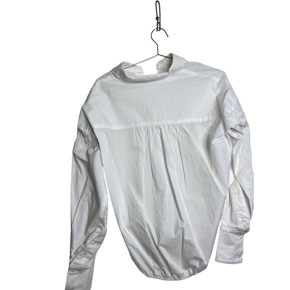 Were All Pretty Girls Shirt Womens XS White Oversized Cuff Poplin Long Sleeve - Picture 5 of 6